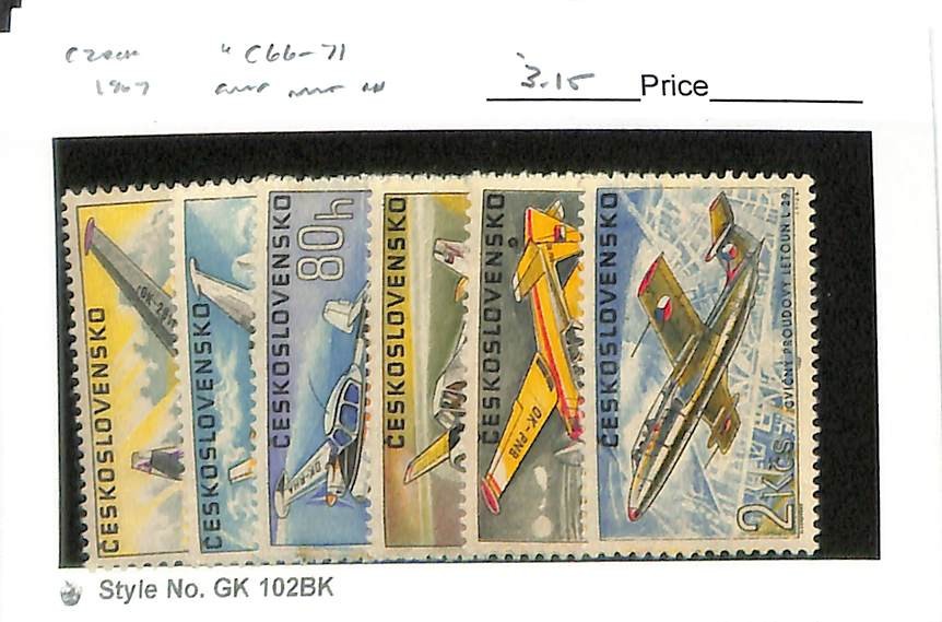 Czechoslovakia Postage Stamp, #C66-C71 Mint NH, 1967 Airplanes Air Post (AB)