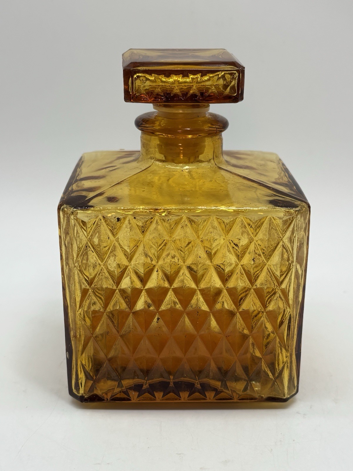 Vintage 1970’s Amber Glass Decanter/ Barware Home Decor 5”