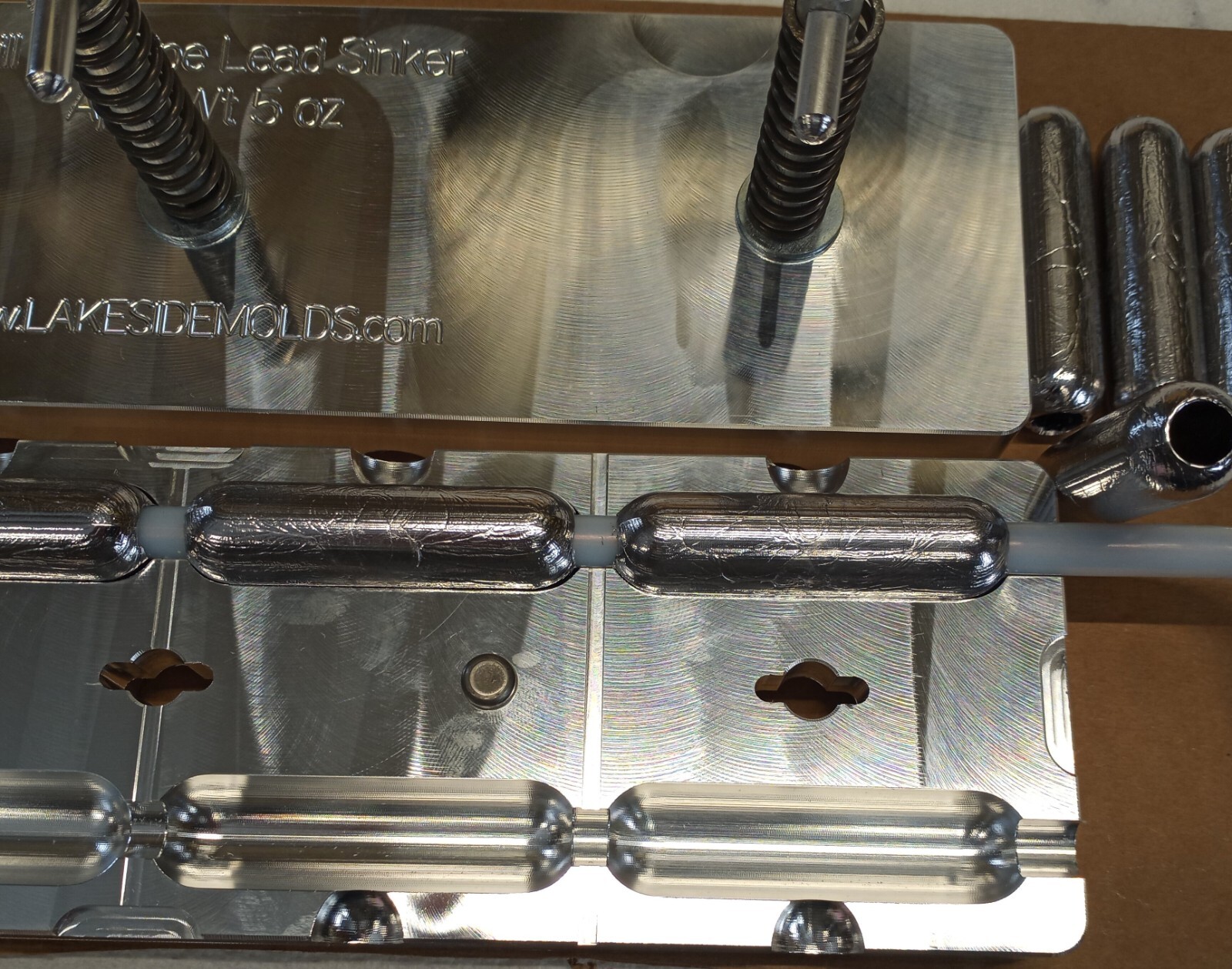 Fish Net Weight Mold - Used in Gill Nets ( Lead Pipe Style ) 3/8" Through Hole