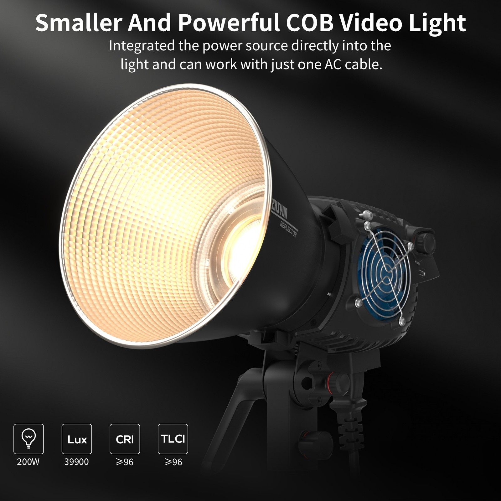 Zhiyun Molus B200 COB Video Light 200W Bi-Color 2700K-6500K APP Control Dimmable