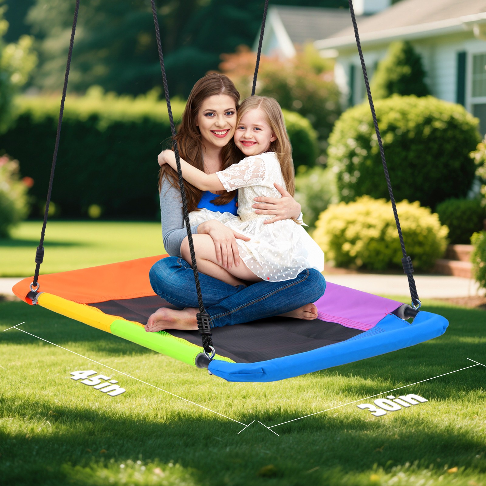 9.5ft Tall A-Frame Heavy Duty Metal Swing Set with 3 Swings and Trapeze Bar