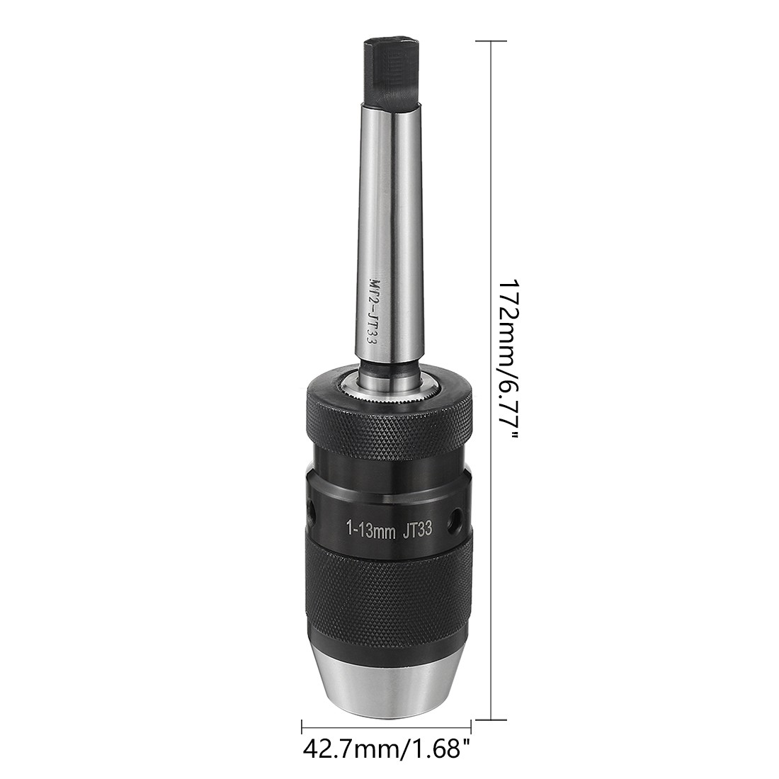 1/32"-1/2" (1mm-13mm) Keyless Drill Chuck with #2 Morse Taper MT2-JT33 Arbor