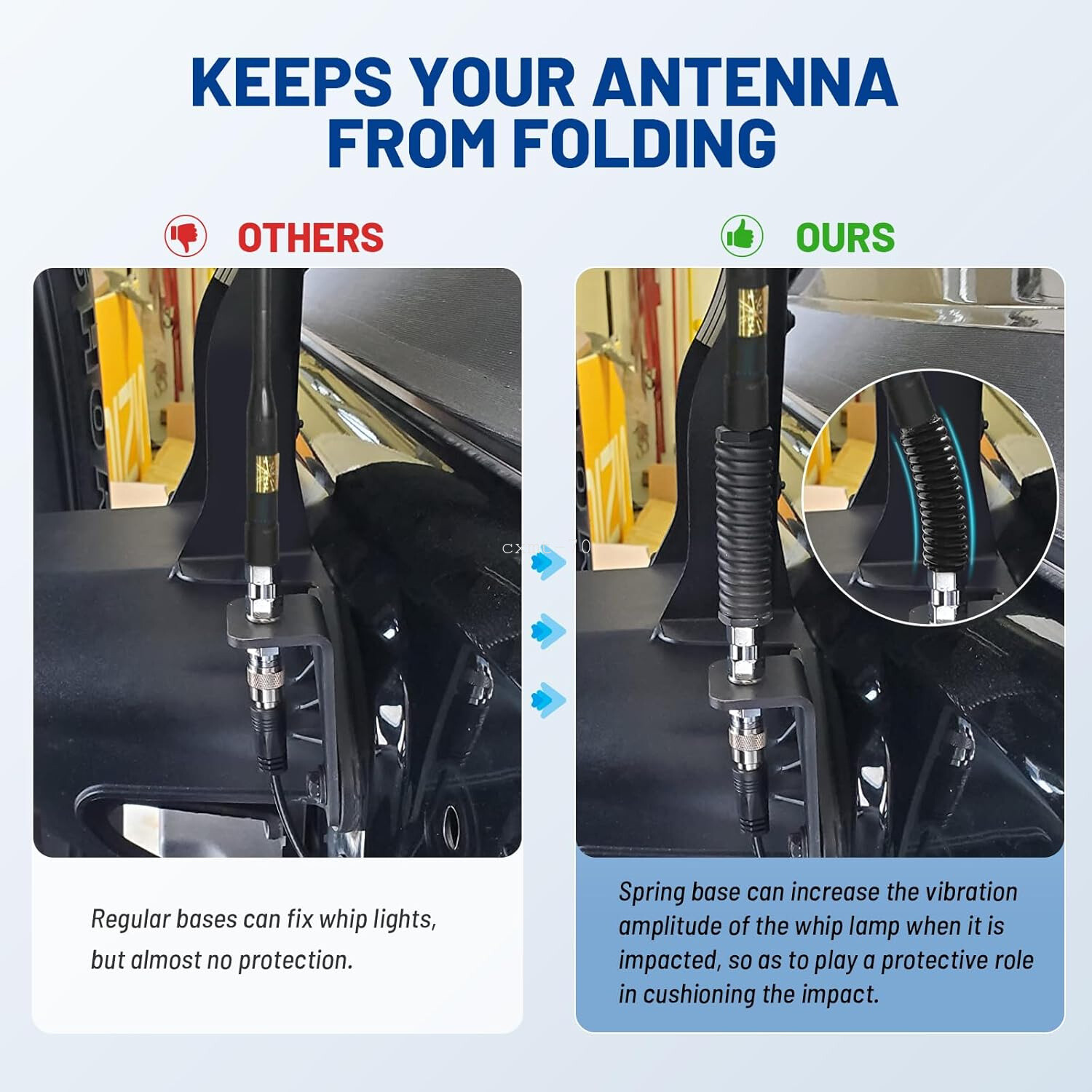 CB Ham Radio Antenna Spring SS3H Stainless Steel 3/8-24 Threads Mount Up to 5Ft