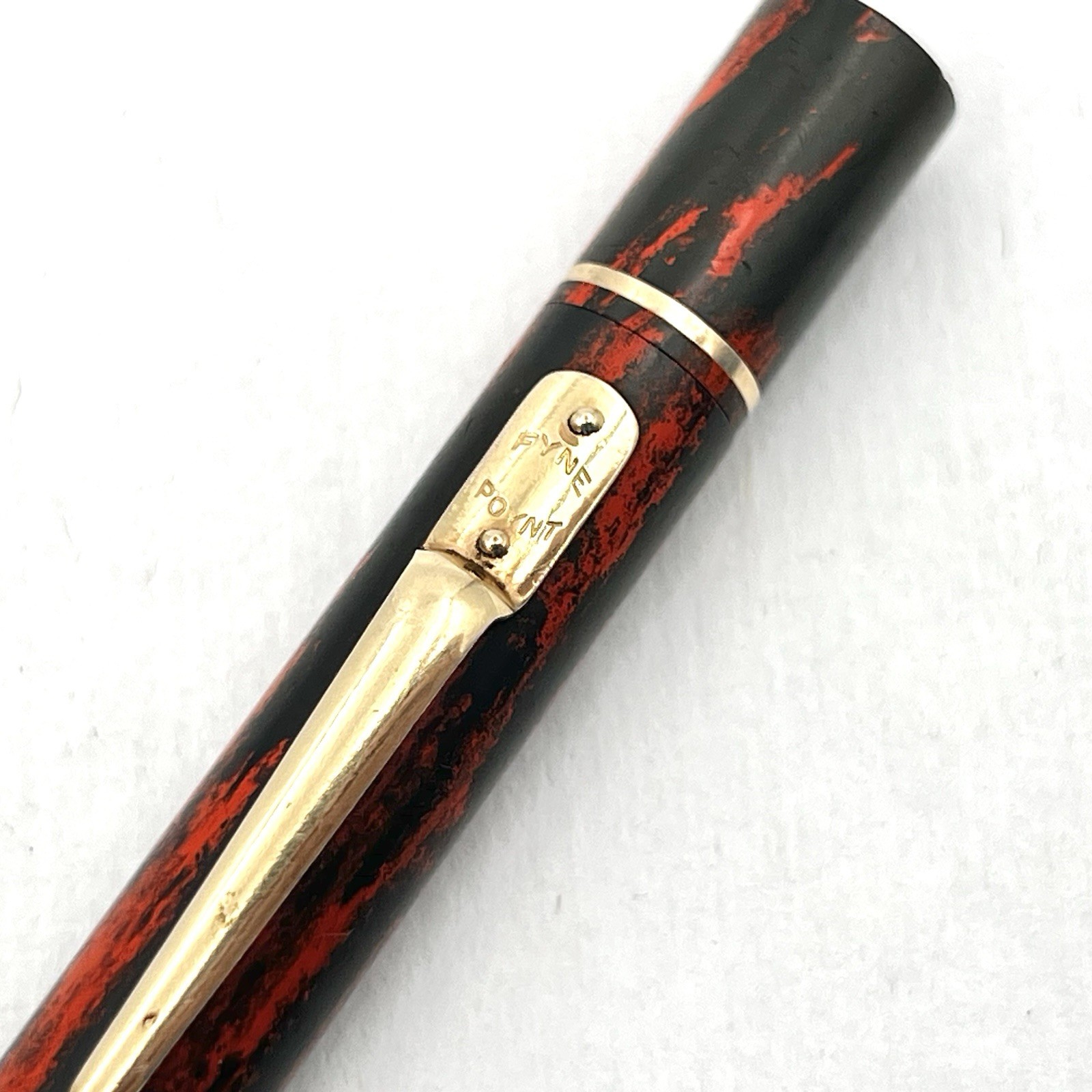 VTG Mabie Todd Fyne Poynt Orange Wood Grain Gold Trim 5-1/16" Twist Pencil