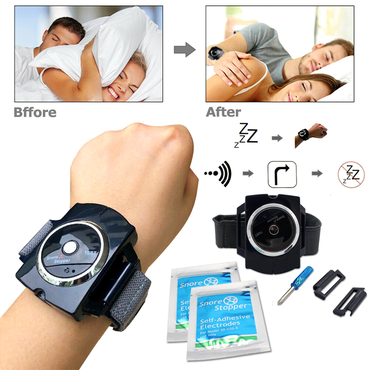 Anti-Snore Wristband Snore Stopper Sleep Connection Bracelet Device Snoring USA