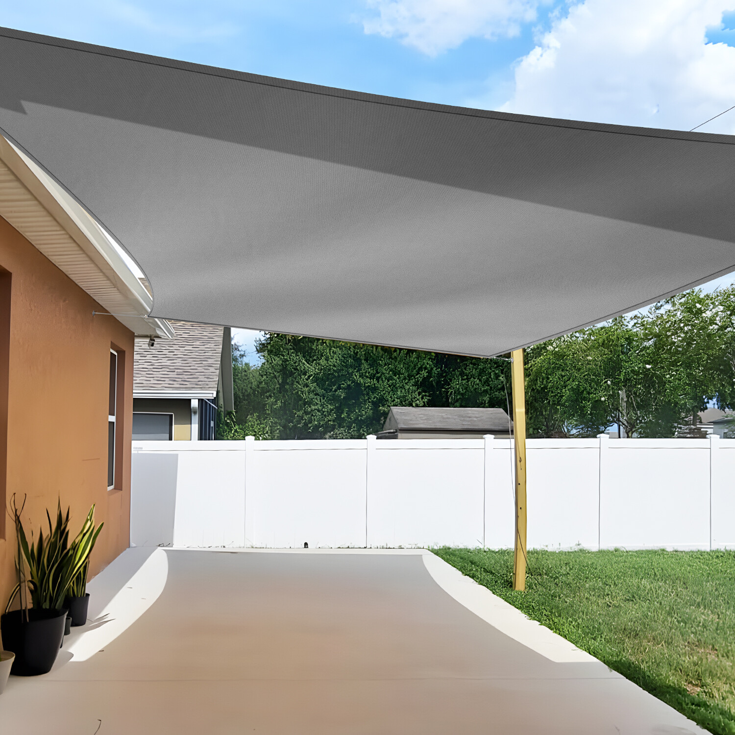 Sun Shade Sail Rectangle Triangle Gray Curved Canopy Cover Garden Pool Yard