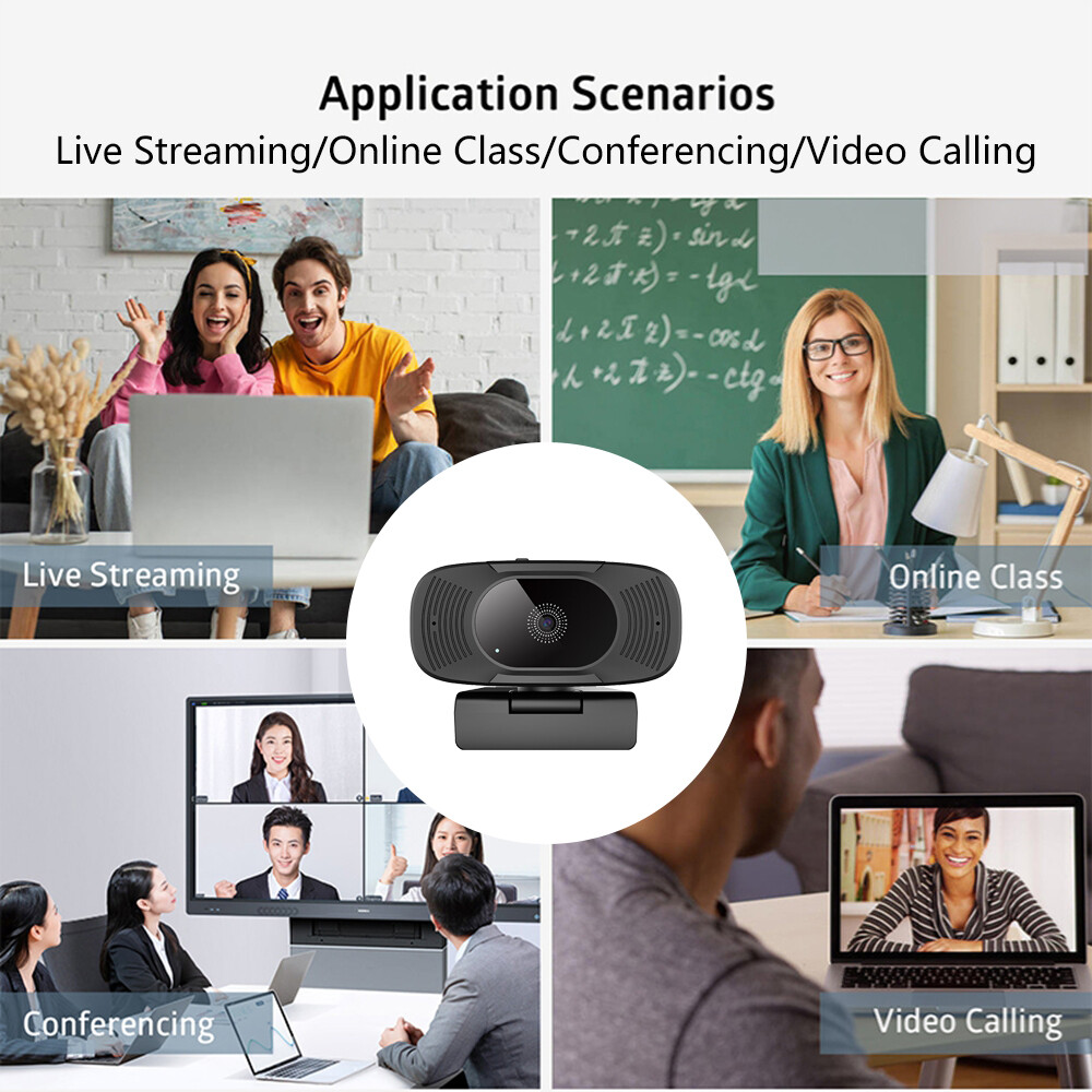 TOALLIN 1080P HD PC Webcam with Privacy cover Built-in dual Noise-canceling mic