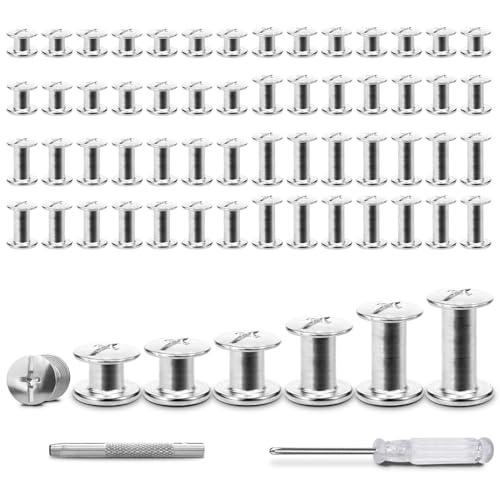 120 Sets Chicago Screws for Leather,Metal Repair Rivets Kit,Silver M5 Sizes