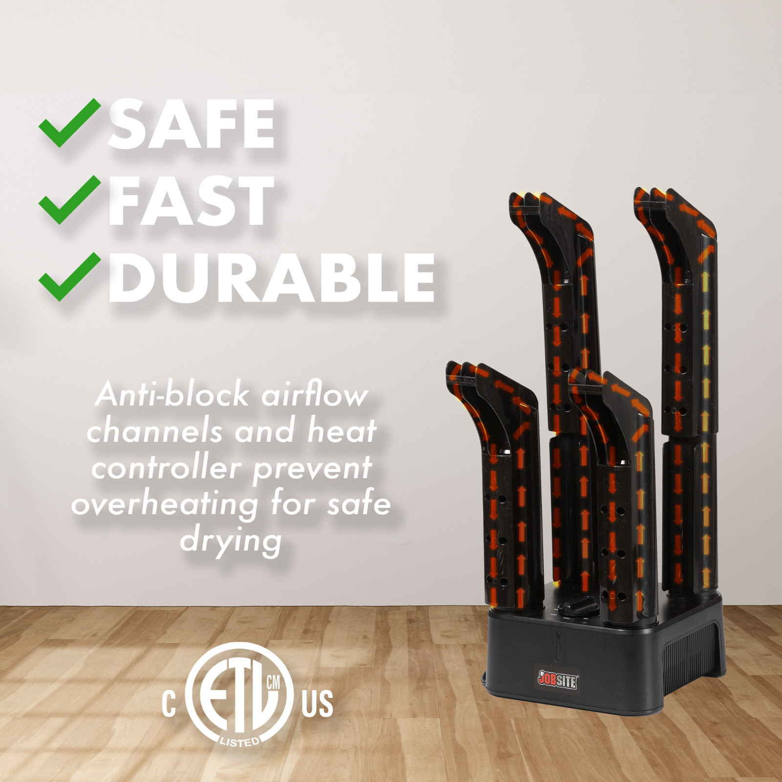 JobSite Boot Dryer - Mighty Dry Boot Dryer with Heat Blower Fan