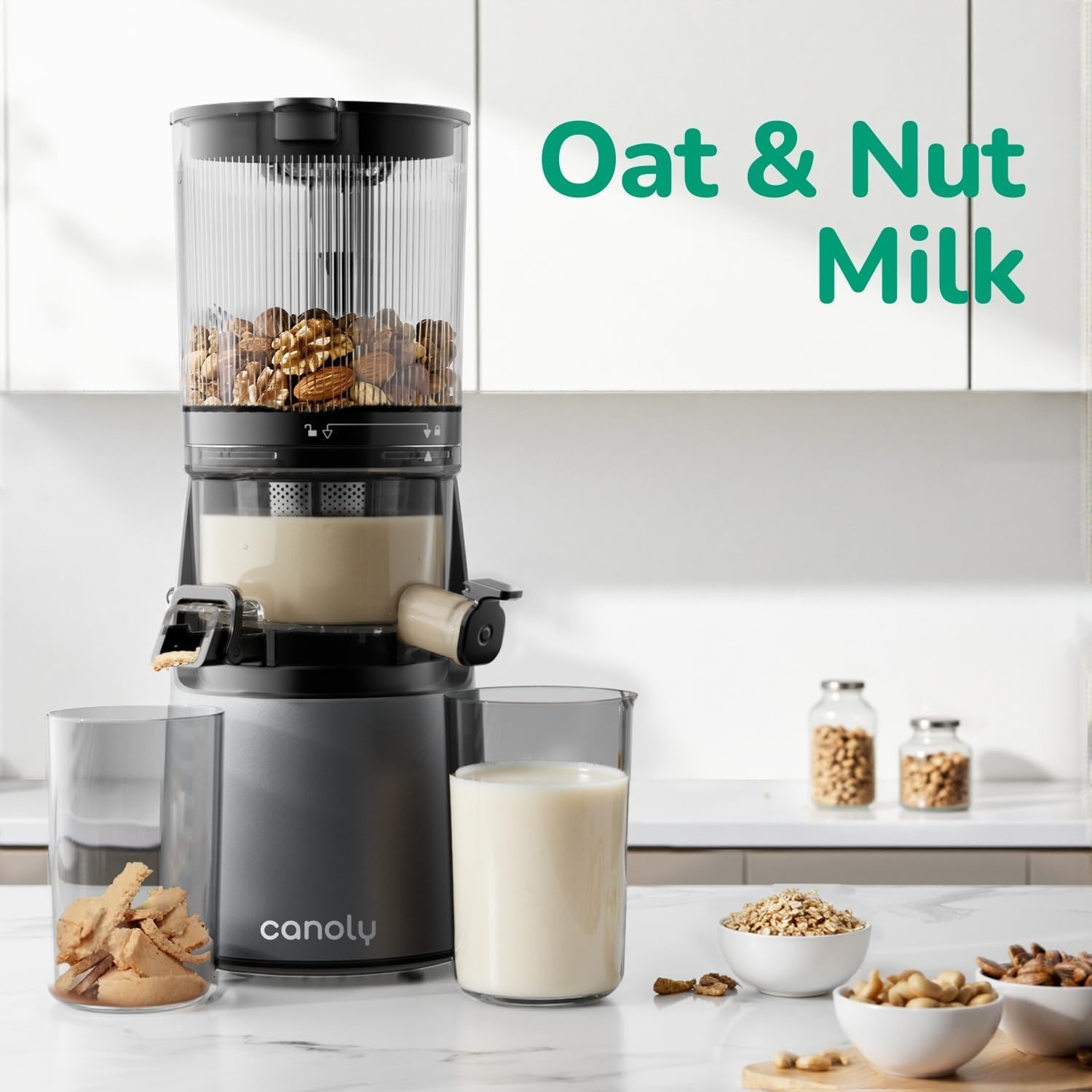 Canoly C16 Cold Press Juicer, 6" Extra Wide Feed Chute, 3-IN-1 Strainers (Juice