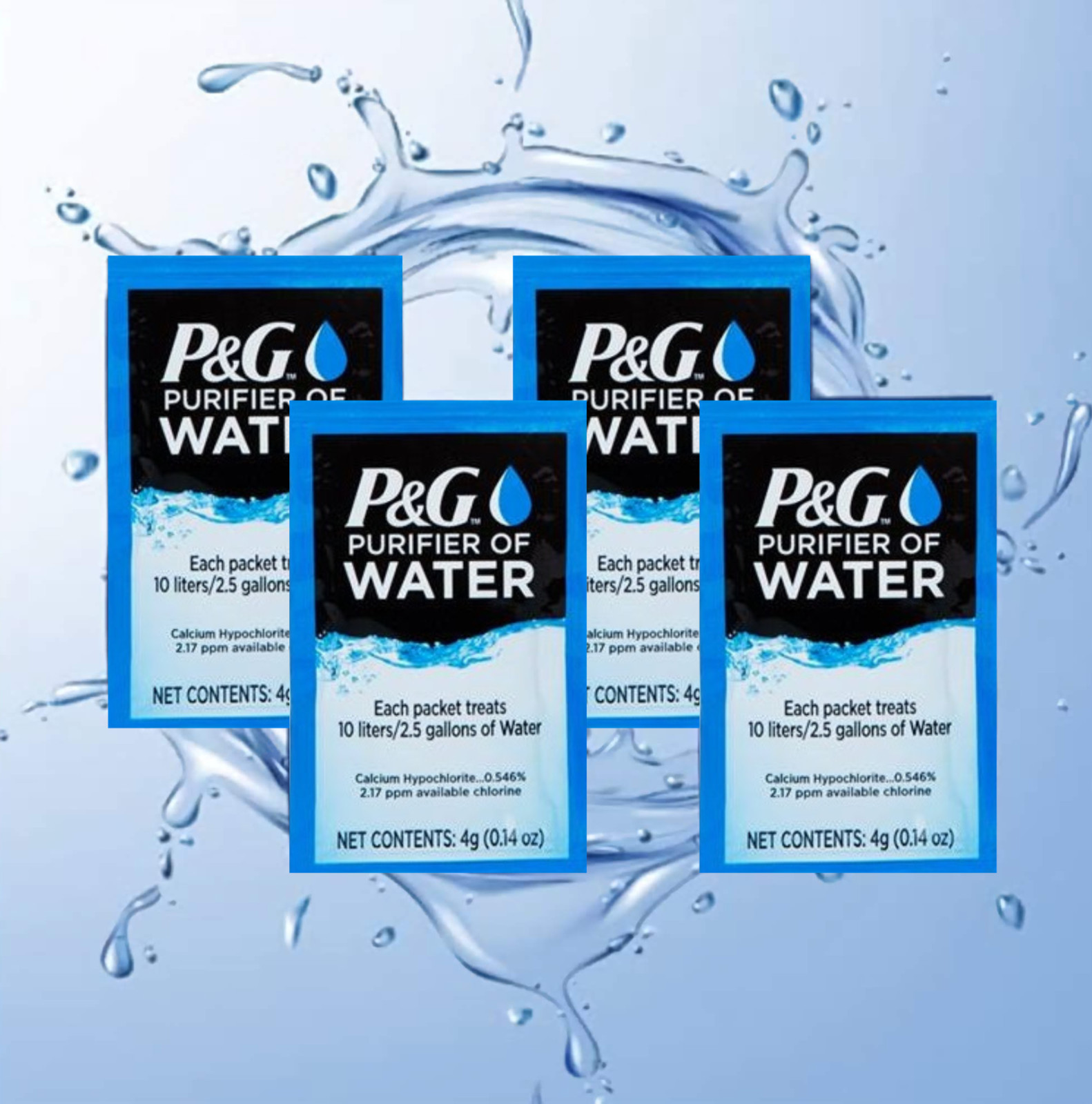 P & G Purifier of Water Portable Water Purifier Packets (Pack of 4)