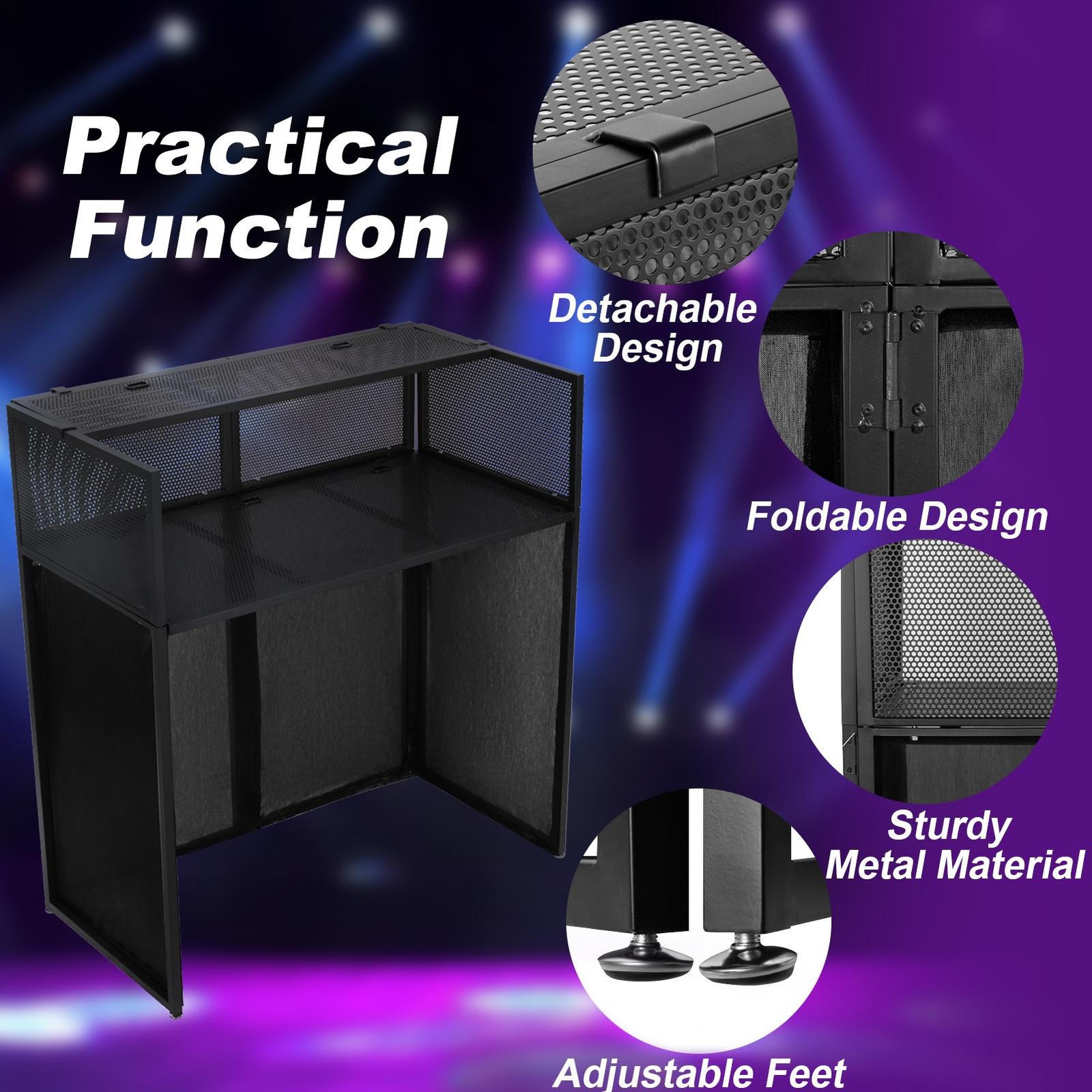 Portable DJ Facade Booth 41"Lx45"Hx20"W DJ Table Stand Booth DJ Table Station