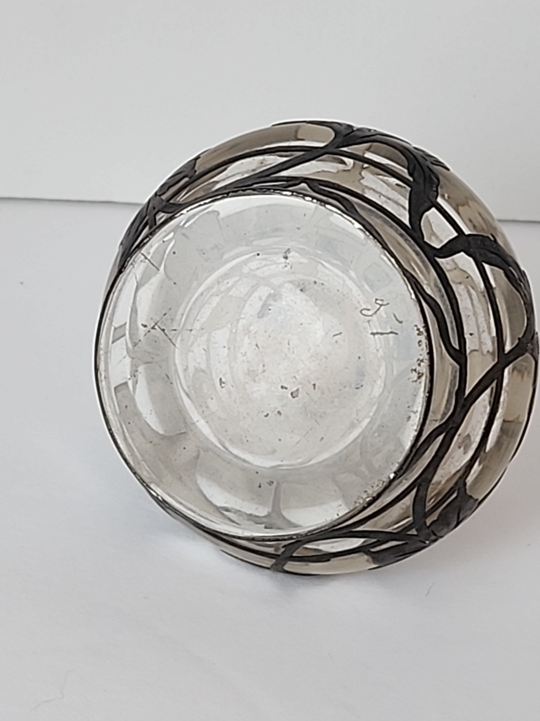 Antique Sterling Silver Overlay Art Nouveau Perfume Bottle No Stopper READ