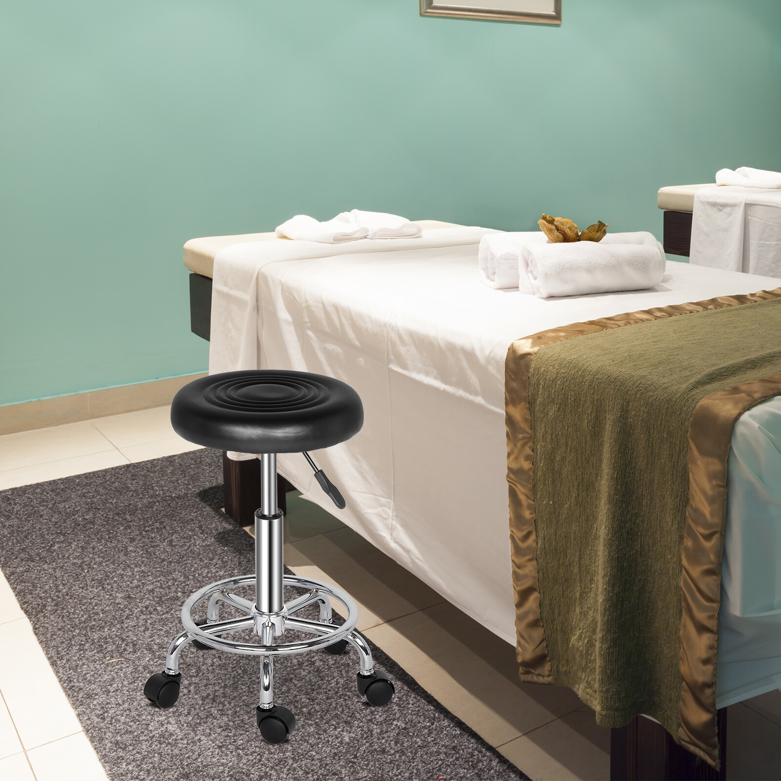 Adjustable Hydraulic Rolling Salon Stool Chair Tattoo Massage with Swivel Wheels