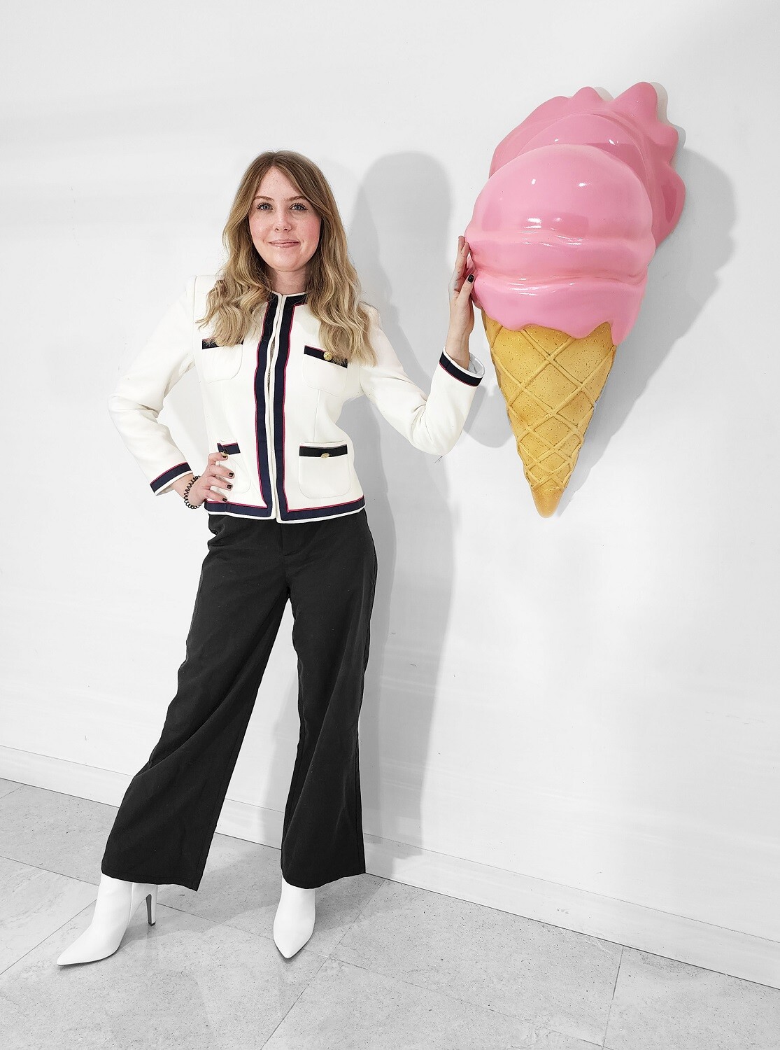 Pink Ice Cream Cone Hanging Statue Melted Strawberry Statue Wall Hanging 3FT