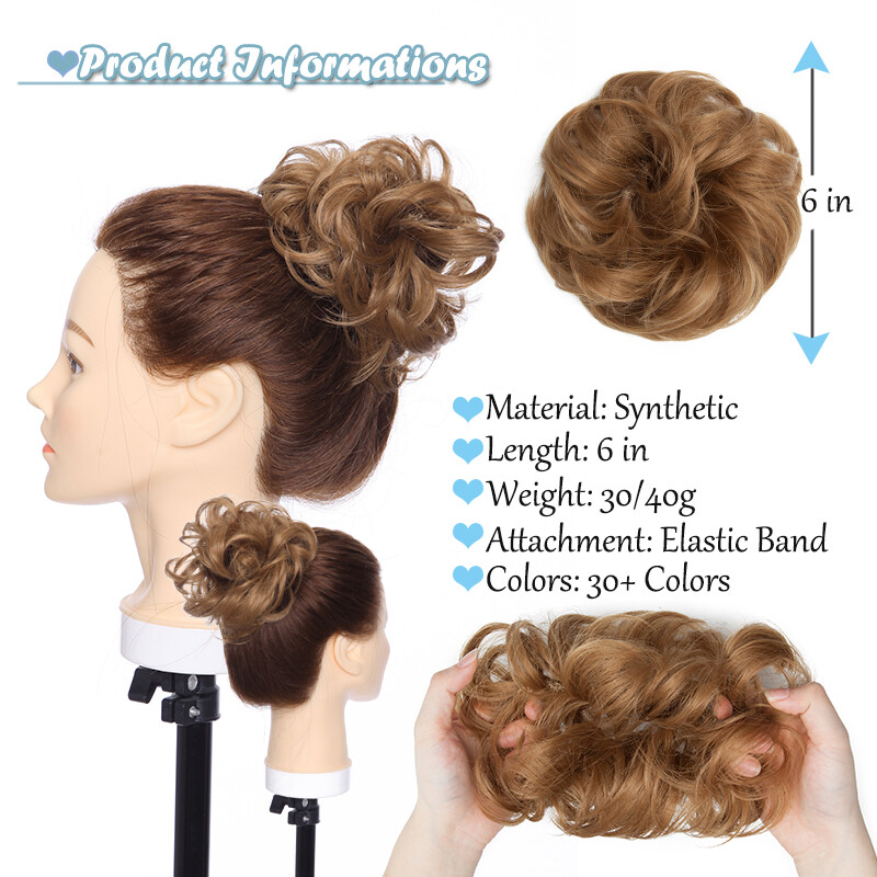 Real Soft Curly Messy Bun Hair Piece Scrunchie 100% Natural Hair Extensions US