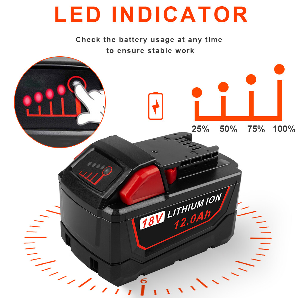 2PACK 12.0Ah For Milwaukee For M18 18V Extended Capacity Battery 48-11-1860 NEW