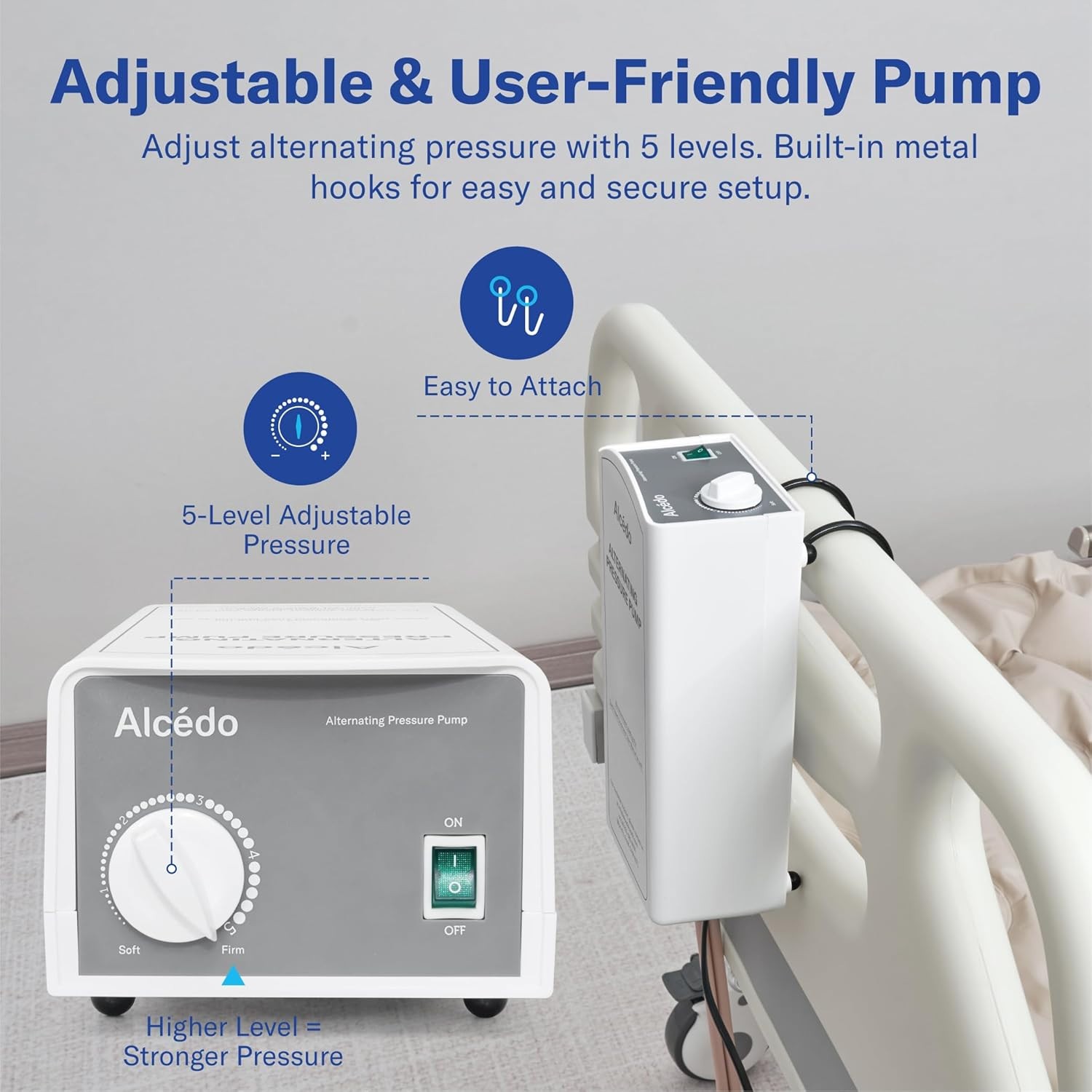 Alcedo Alternating Air Pressure Mattress Pad for Bed Sore and Ulcer Prevention