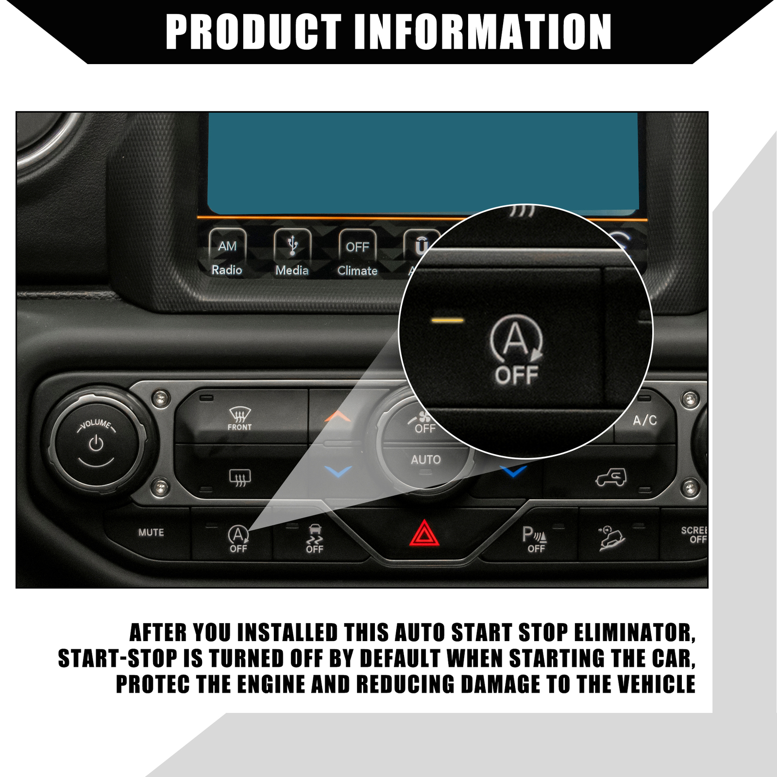 Pack of 1 Auto Start Stop Canceller For Jeep Wrangler JL JLU 2018-2023