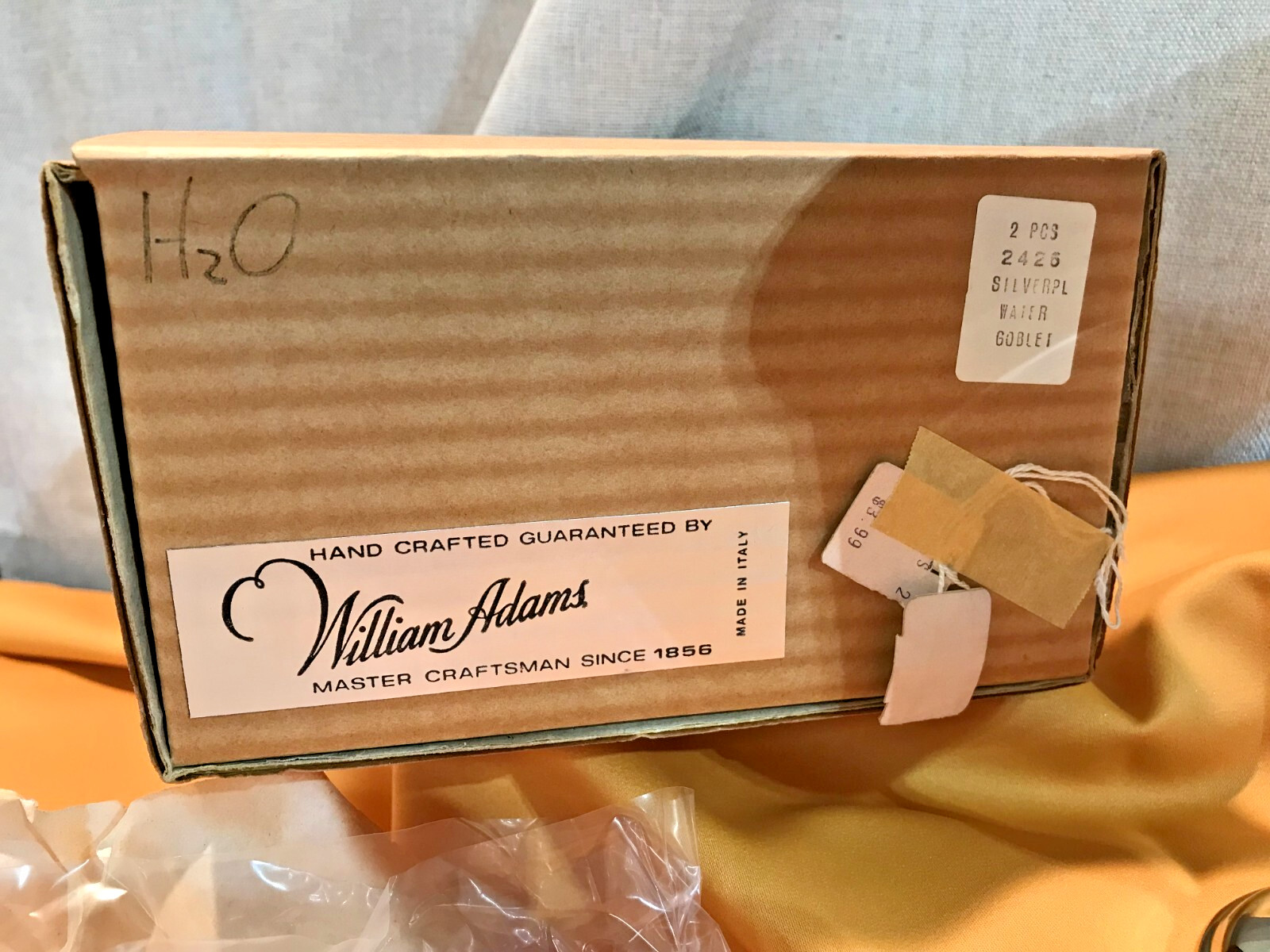 Pair NEW IN BOX OLD STOCK William Adams Silverplate WATER GOBLETS Made in Italy