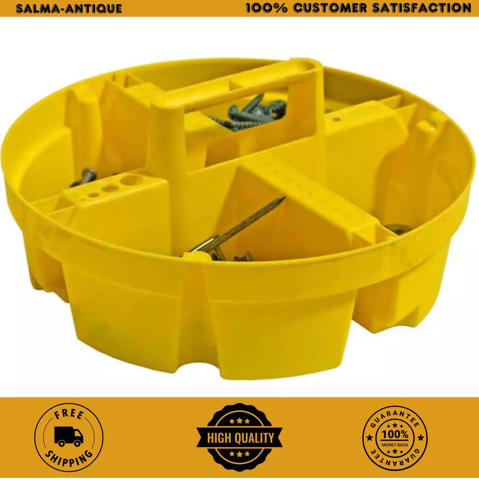 10.25in 4-Compartment 5 Gal Pail Bucket Stacker Tools Compartment Organizer