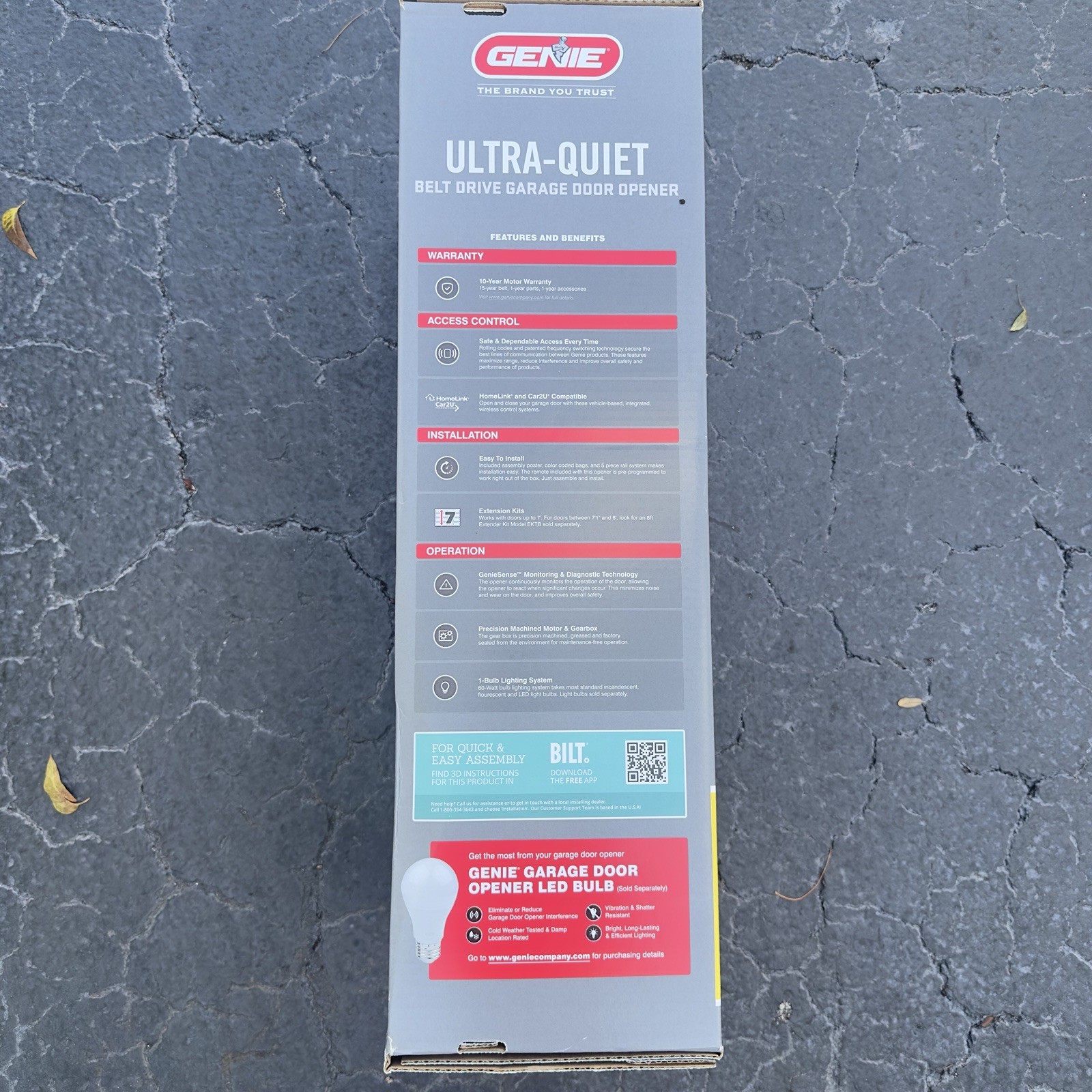 NEW Genie 1/2 HPc Quiet-Lift Belt drive Garage Door Opener, Model # 1055-VE