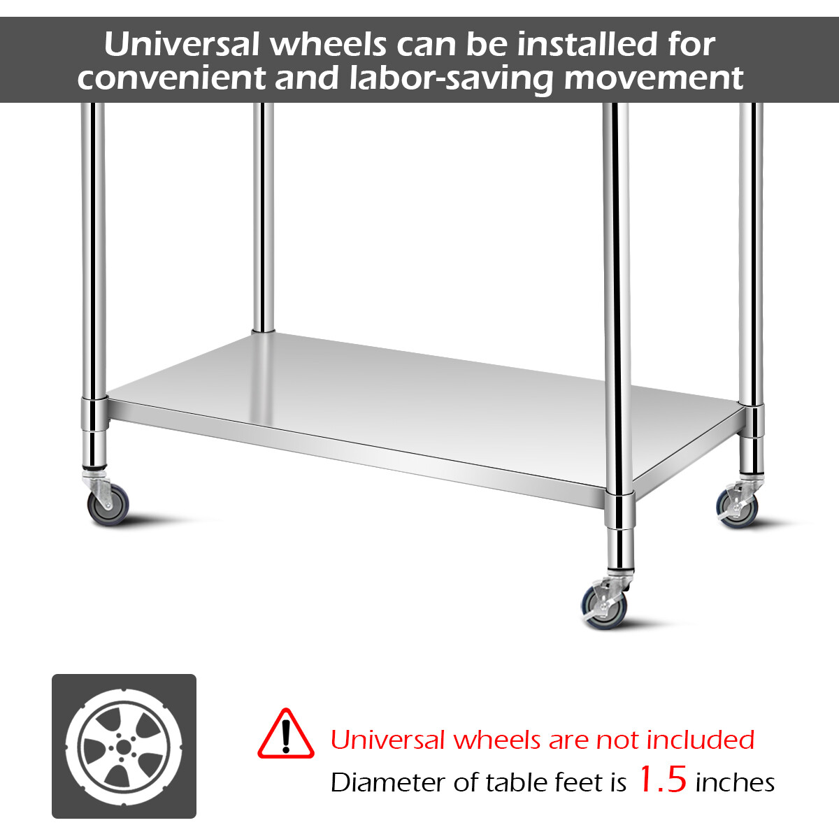 30" x 48" Stainless Steel Food Prep & Work Table Commercial Kitchen Table Silver