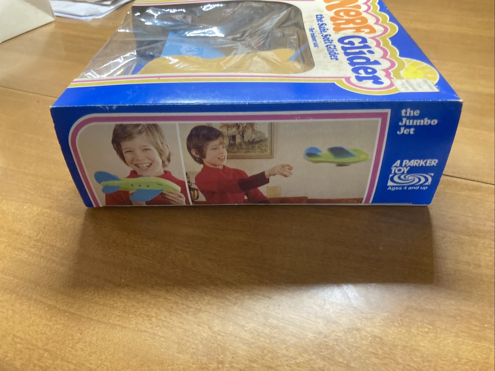 Nerf Jumbo Jet Glider Foam Plane Vintage 1975 In Box Flight 290 Yellow & blue