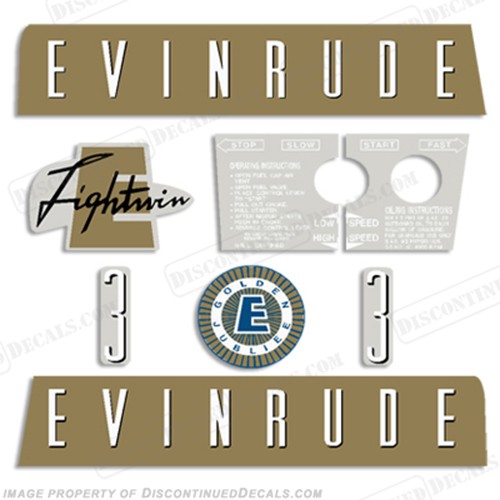 Fits Evinrude 1959 3hp Decal Kit