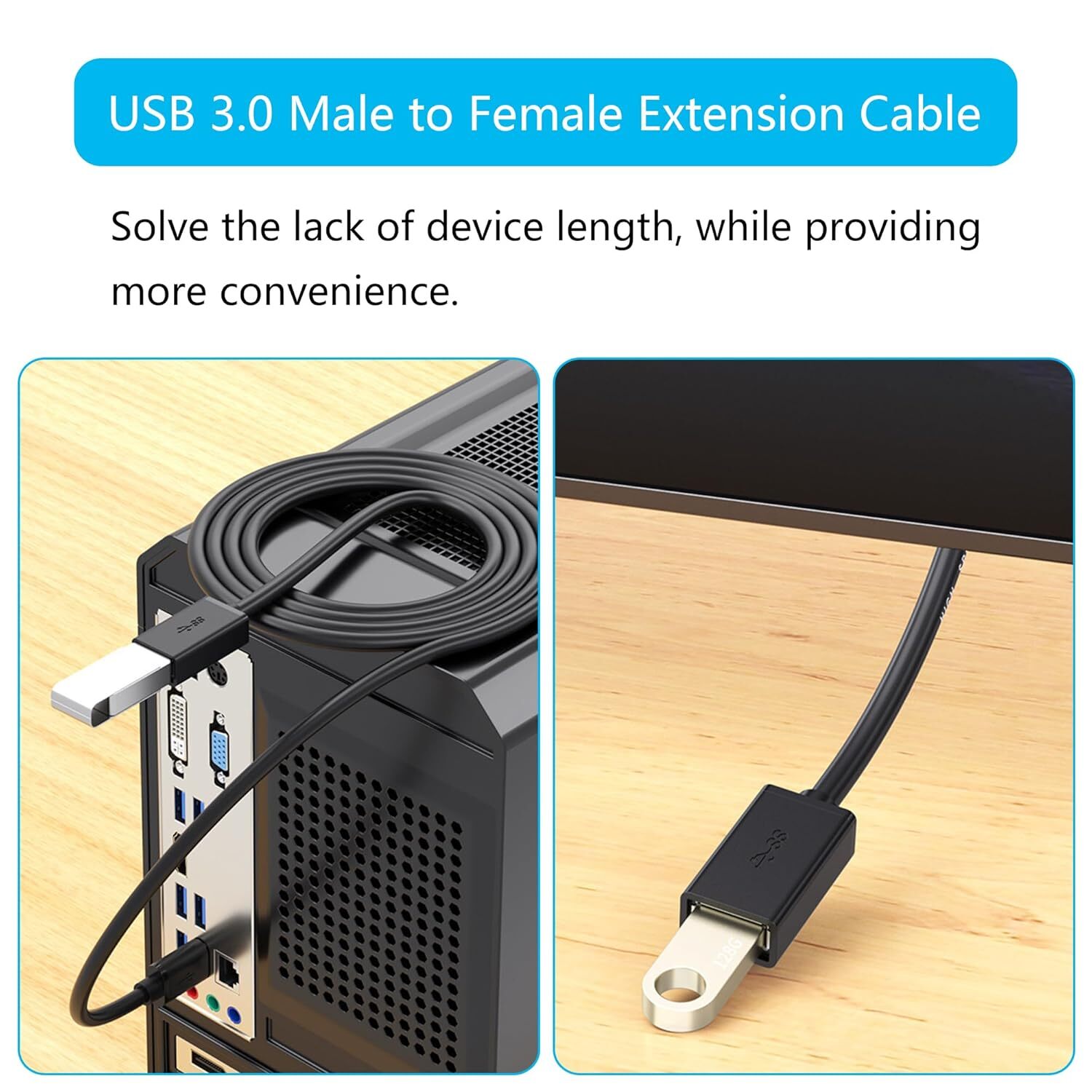 USB3.0 Extension Cable High Speed Extender Cord Adapter TypeA Male to Female Lot