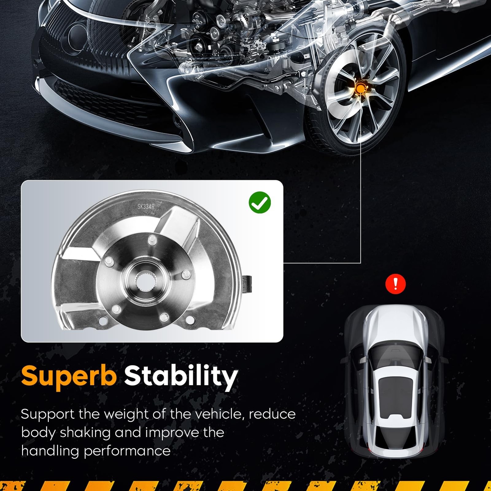 Front Steering Knuckles & Wheel Bearing Hub Assembly Driver and Passenger Sid...