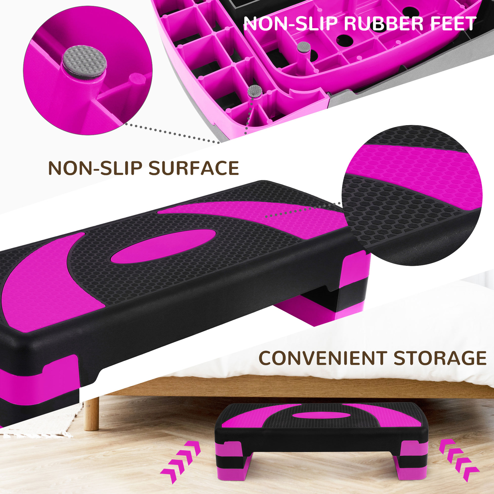 BalanceFrom Fitness Adjustable Workout Aerobic Step Platform Trainer w/ Raisers