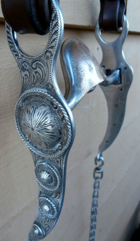 Vintage Sterling Silver 4 Concho Cheek Horse Bit Poco Headstall Rein Chains