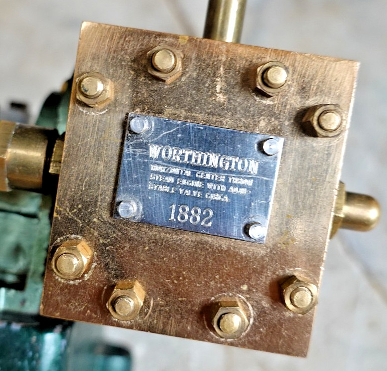 Antique RARE WORTHINGTON CENTER THROW LIVE STEAM ENGINE ADJUSTABLE VALVE 1882