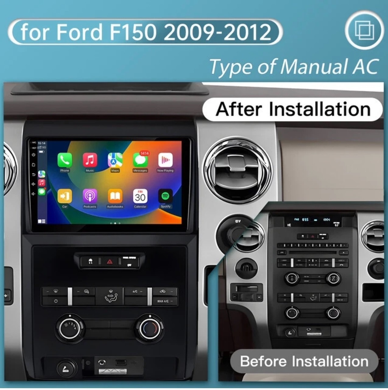 Ford F150 2009-2014 Apple Carplay Android 14 4+32G Car Stereo Radio HEAD UNIT B