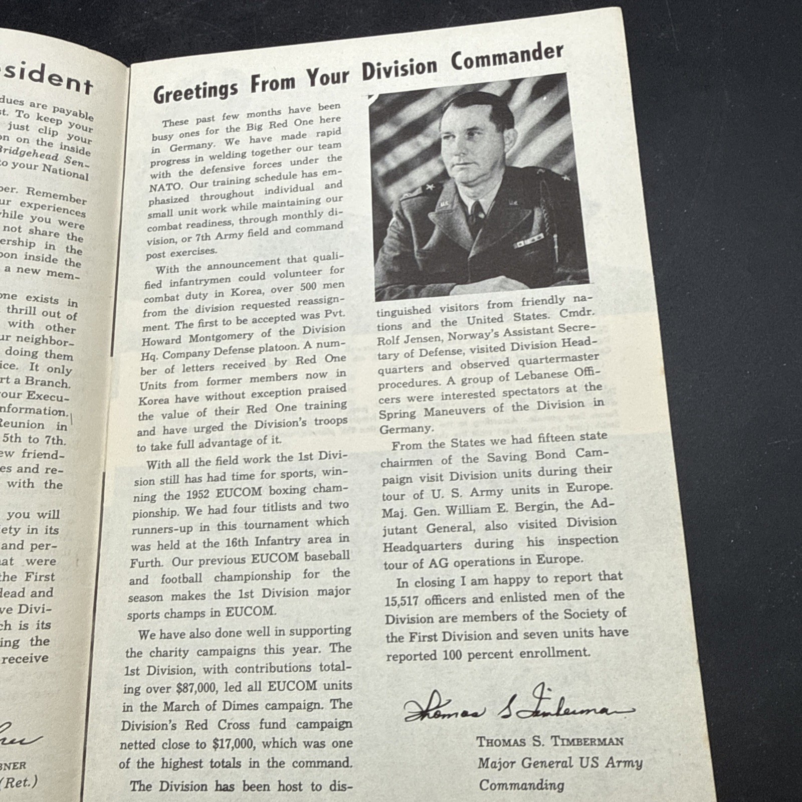 Vintage 1st Infatnry Division Bridgehead Sentinel July 1952 booklet Big Red One