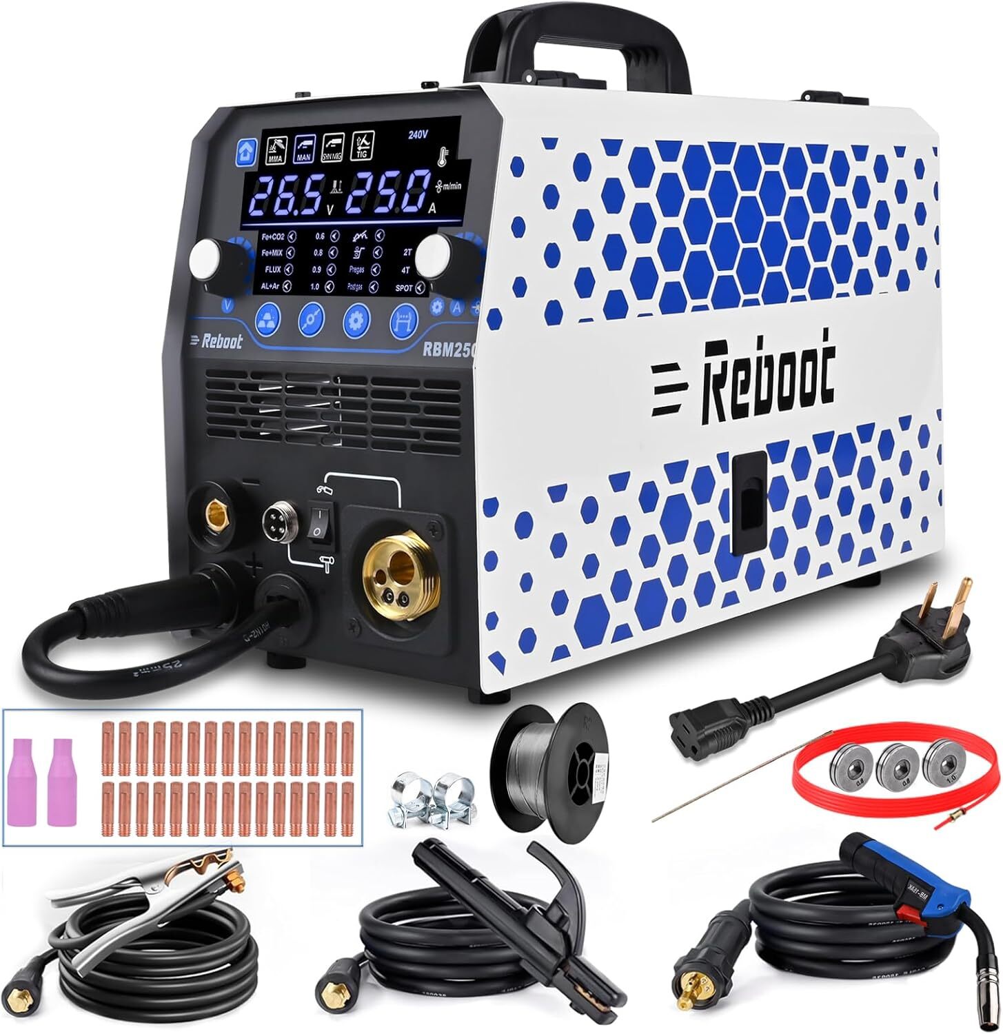 Reboot MIG Welder, 250Amp 6 in 1, 120V/240V Aluminum Multi Process Welding