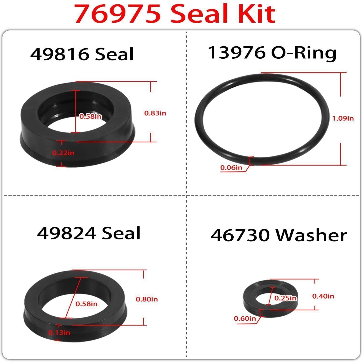 76975 Seal Kit 12Pcs for Cat Pump 4DNX Pumps 4DNX25GSI 4DNX27GSI Seal Kit Rubber