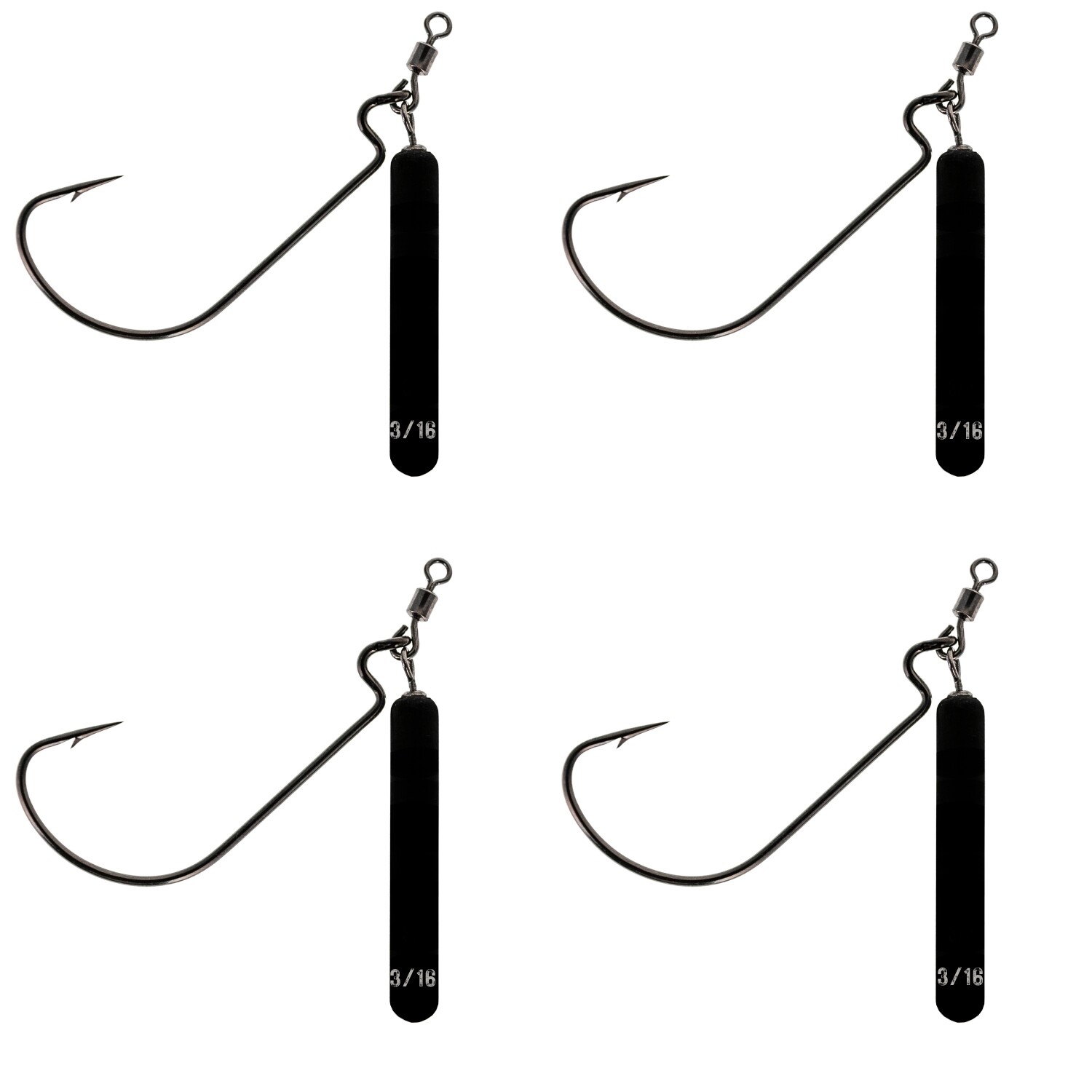 Reaction Tackle Tungsten Jika Rigs- 4 Pack- Never Chip Black