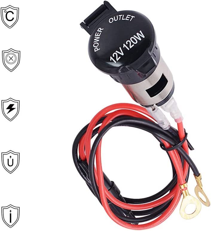 Car Boat Tractor Cigarette Lighter Power Socket Outlet Plug Accessories+Line 12V
