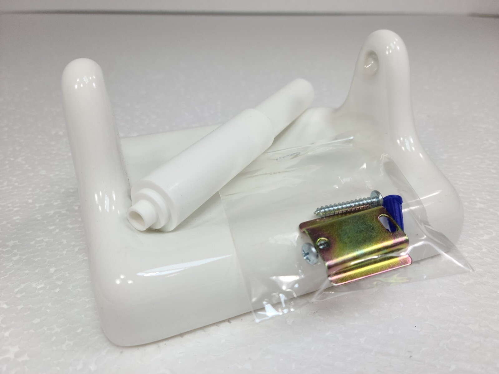 Vintage White Ceramic TP Toilet Paper Holder Screw in Drywall Mid Century Modern