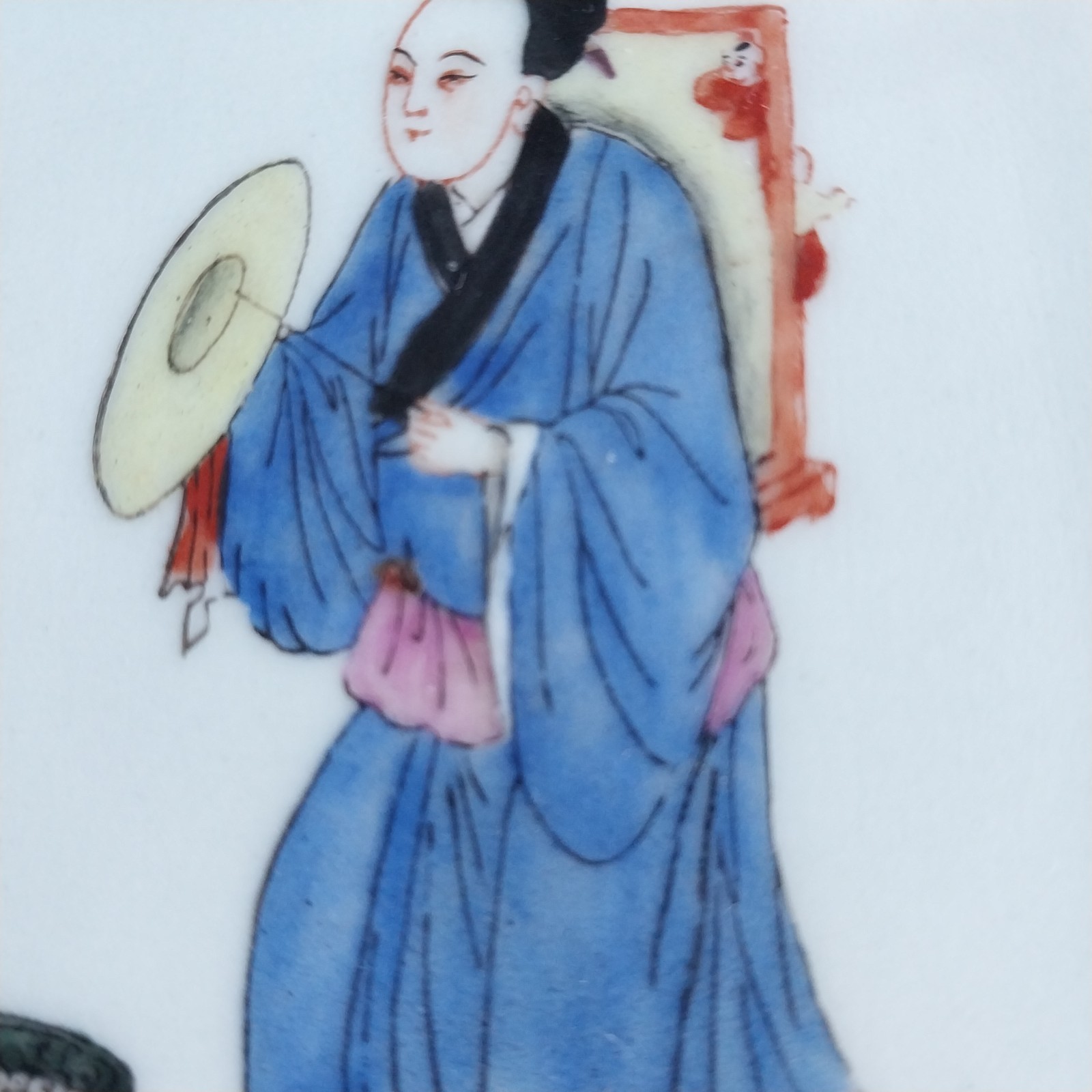 Grouping of Chinese Polychrome Porcelain Figurative Tiles 3 3/4"