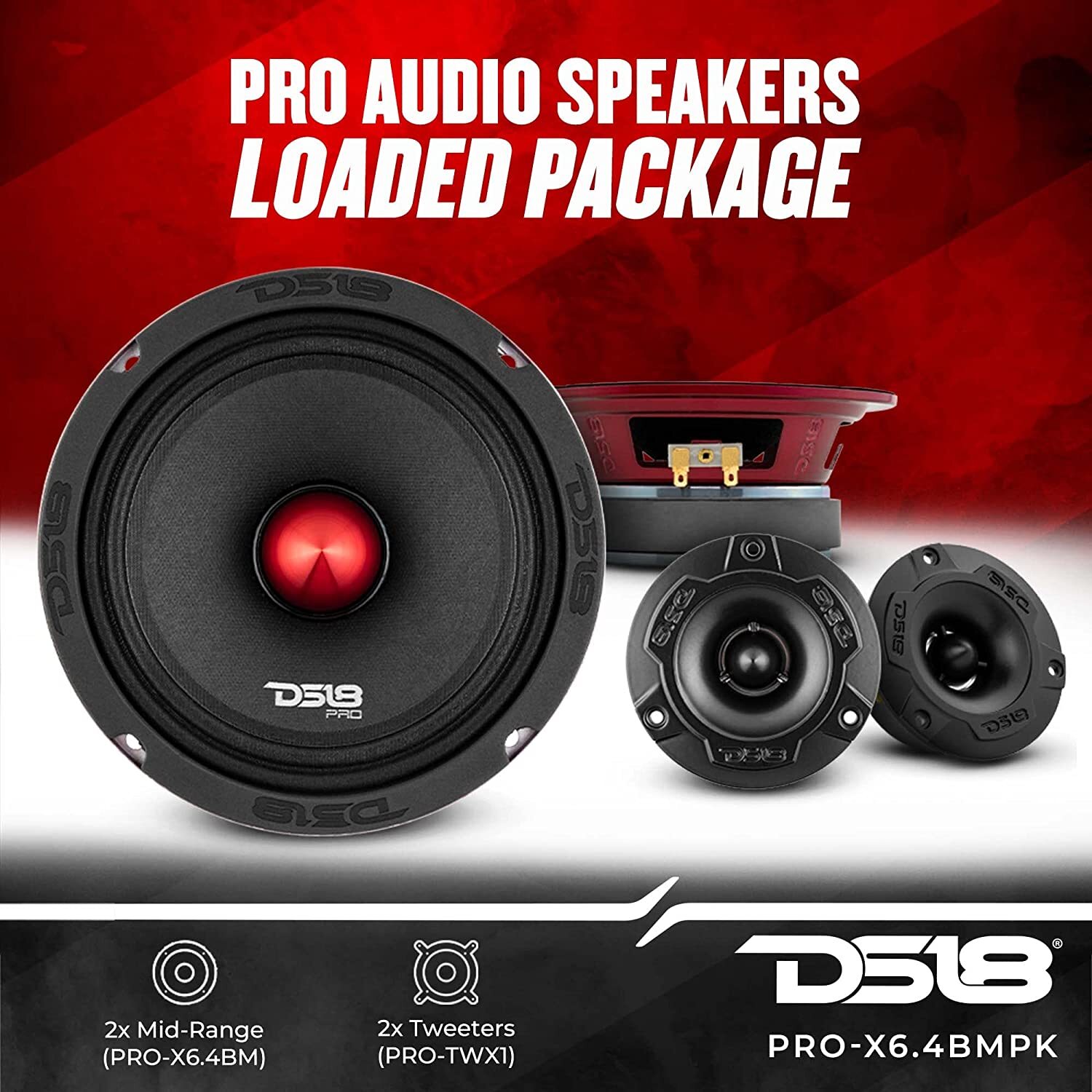 DS18 6.5" PRO-X6.4BMPK Speakers Package Mid and High - 500W Max 4 Ohms