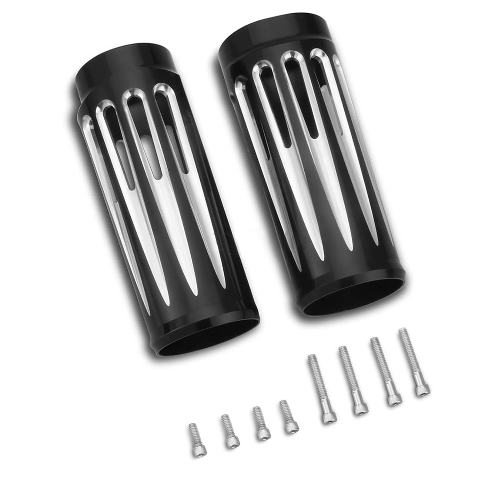 2" Extend Aluminum CNC Cut Black Fork Boots Cover For Harley Touring Road King