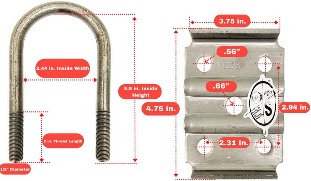 HD Greaseable 3500 lb Tandem Trailer Suspension Kit Leaf Springs, Hanger, Ubolt