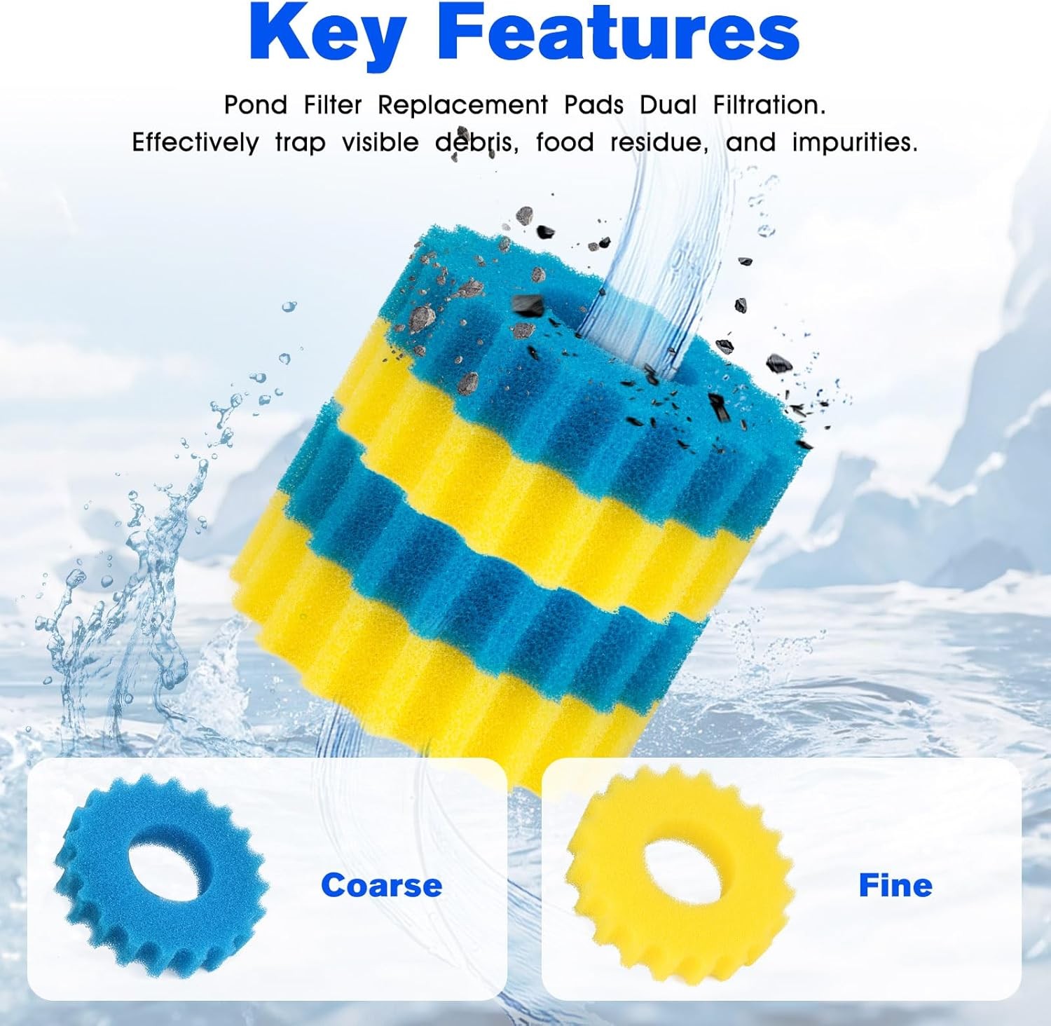 Pond Filter Replacement Sponge Media Pad Koi Fish yellow blue