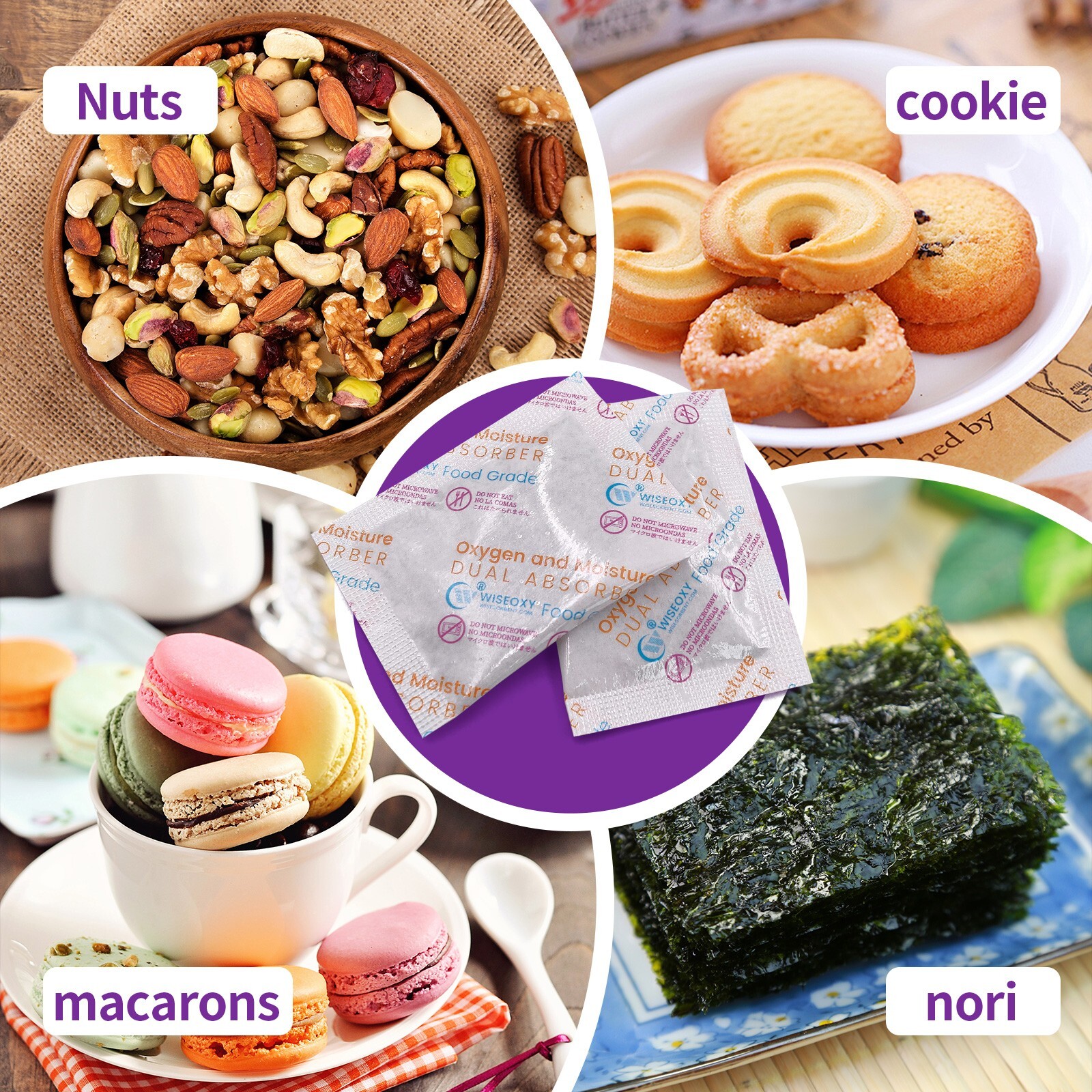 Oxygen Absorbers With Strong Moisture Removal for Long Term Food Storage