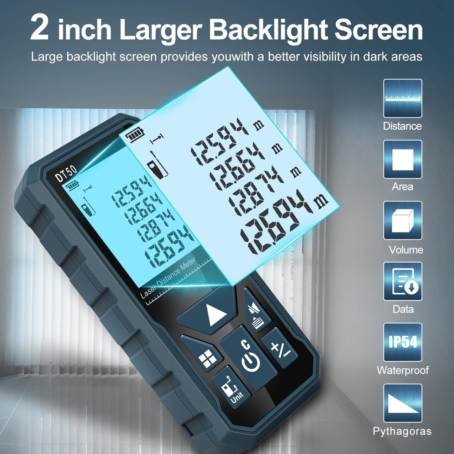 Medidor Laser De Distancia Digital Modo Pitagorico Hasta 165 Metros