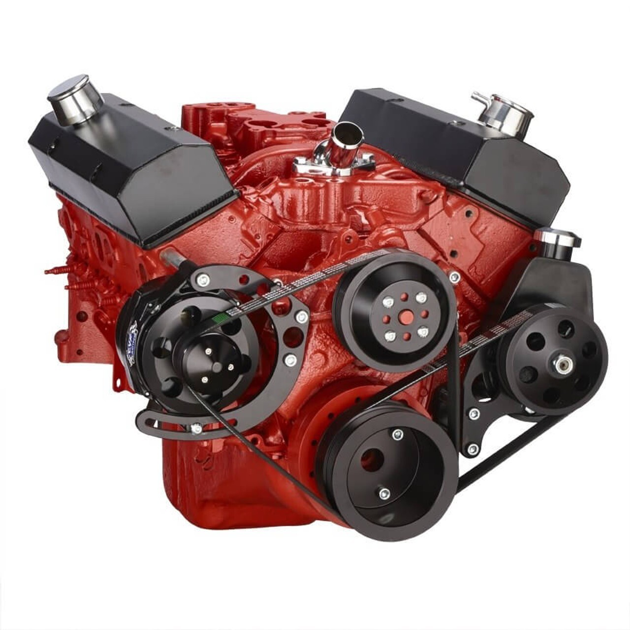 Black Chevy Small Block Serpentine Conversion Kit ALT PS LWP Discounted SBC