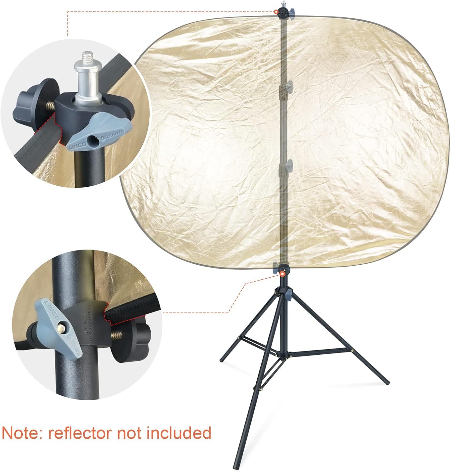 LINCO 90" Light Stand Tripod w Reflector Disc Holder Clip for Reflector Diffuser